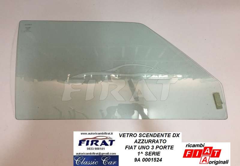 VETRO SCENDENTE FIAT UNO 3 PORTE DX AZZURRATO